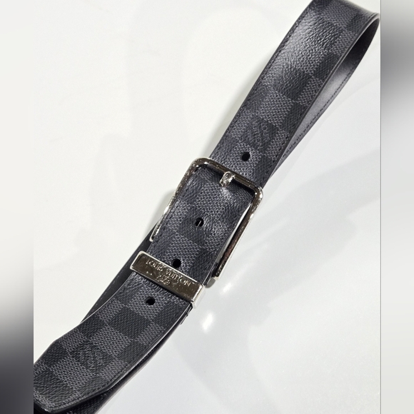 LOUIS VUITTON Sz 36 Belt M/L Sanctuary Force Damier Graphite Black Mens 32"-36". - Picture 1 of 16